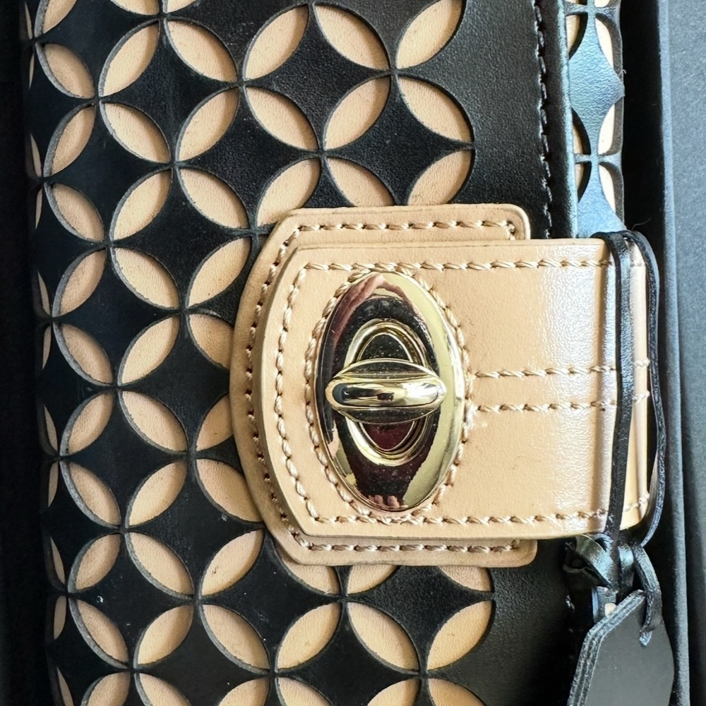 WOLF Leather Black and Tan Designer Women's Travel Jewelry Case
